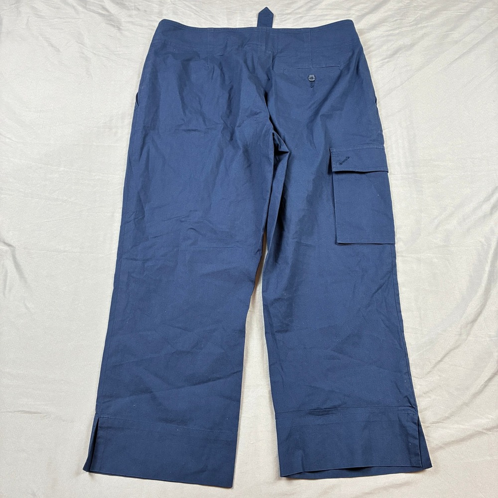 Ralph Lauren Cargo Utility Pants Womens 8 Blue Buckle Cropped Wide Leg Y2K VTG - Picture 3 of 11